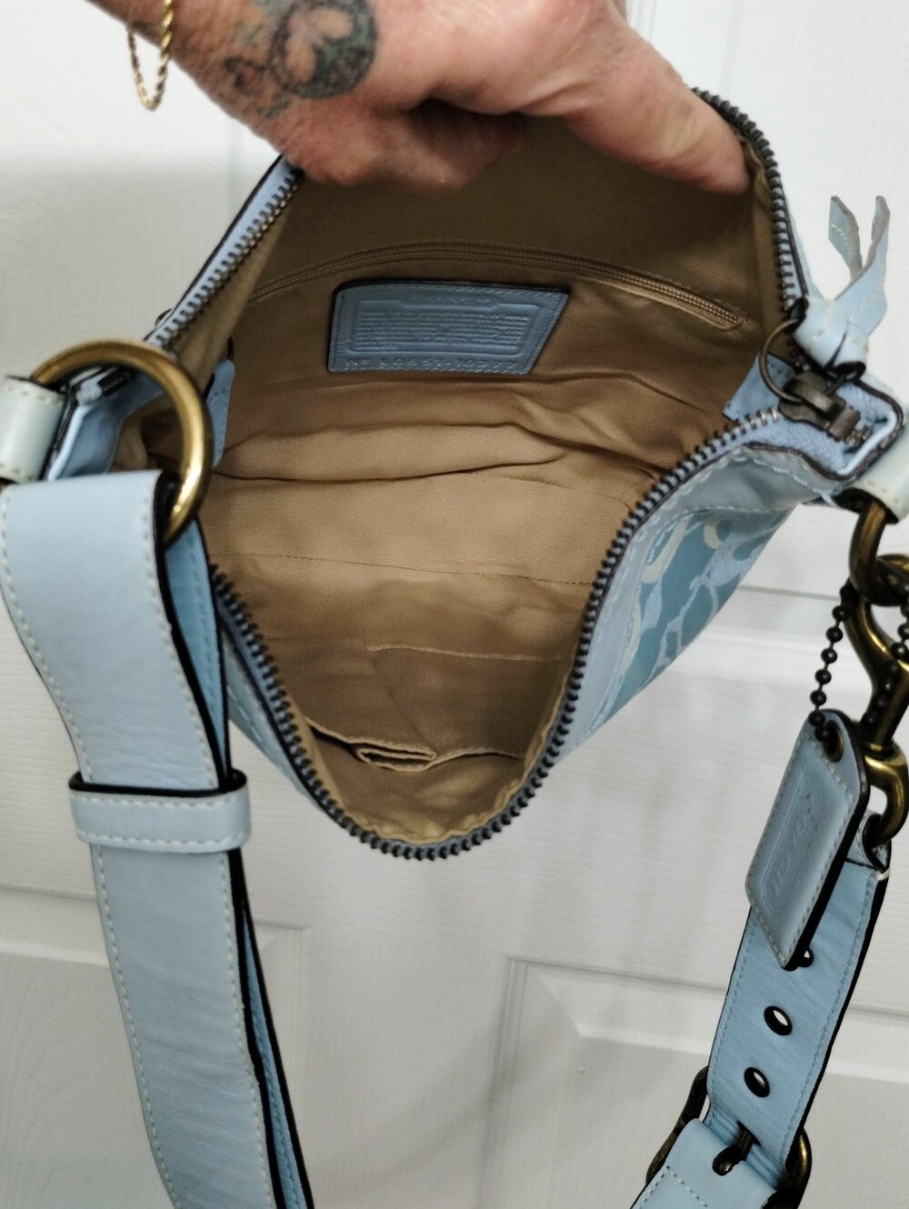 Coach Optic C Vintage Y2K Jacquard And Leather Crossbody Bag Blue - Picture 10 of 12